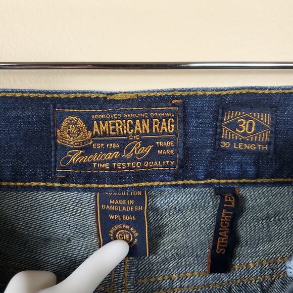 American Rag Dark Wash Distressed Straight Leg Jeans Size 30x30 - Picture 8 of 8